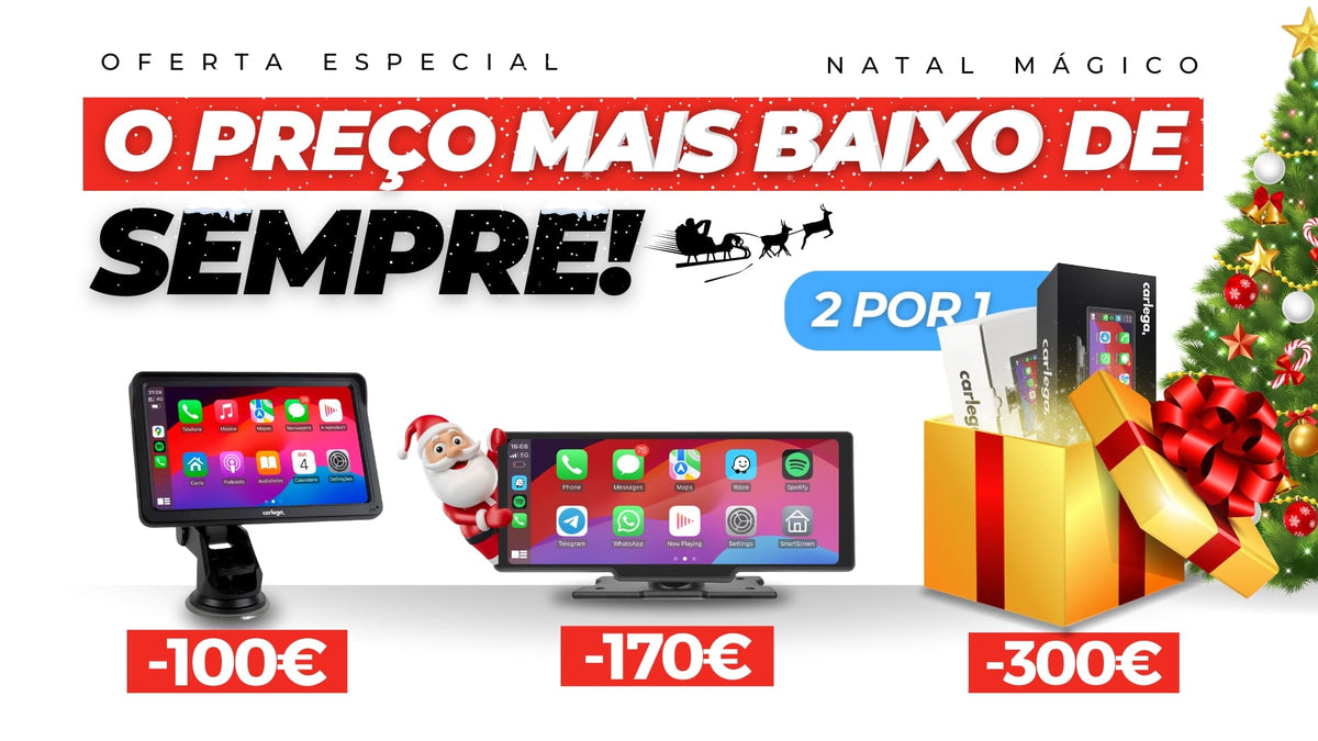 Banner de Natal Mágico com o preço mais baixo de sempre e promoção 2 por 1 na gama Carlega