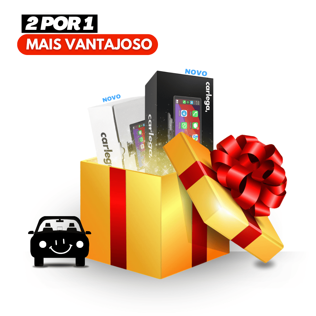 Pack Garagem Feliz em promoção 2 por 1, com duas caixas Carlega dentro de um embrulho de presente
