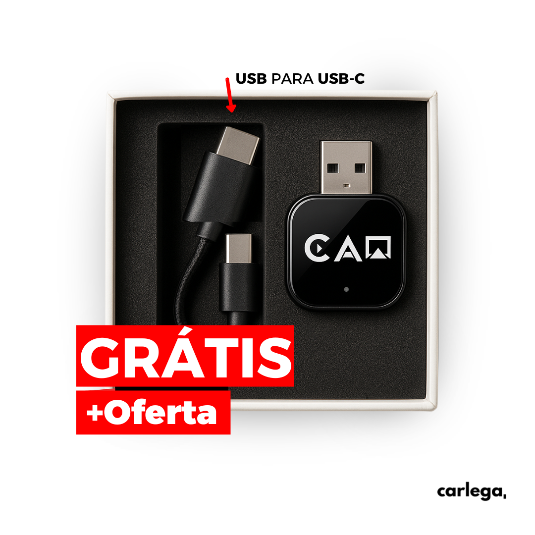 Adaptador de USB para USB-C oferecido na caixa da Pen PRO Carlega