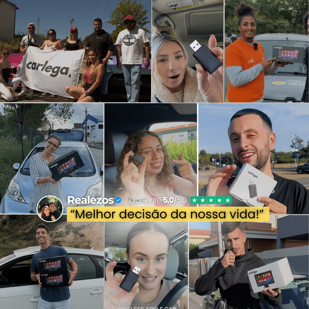 Mosaico de clientes Carlega a mostrar a Pen PRO, com a avaliação Melhor decisão da nossa vida