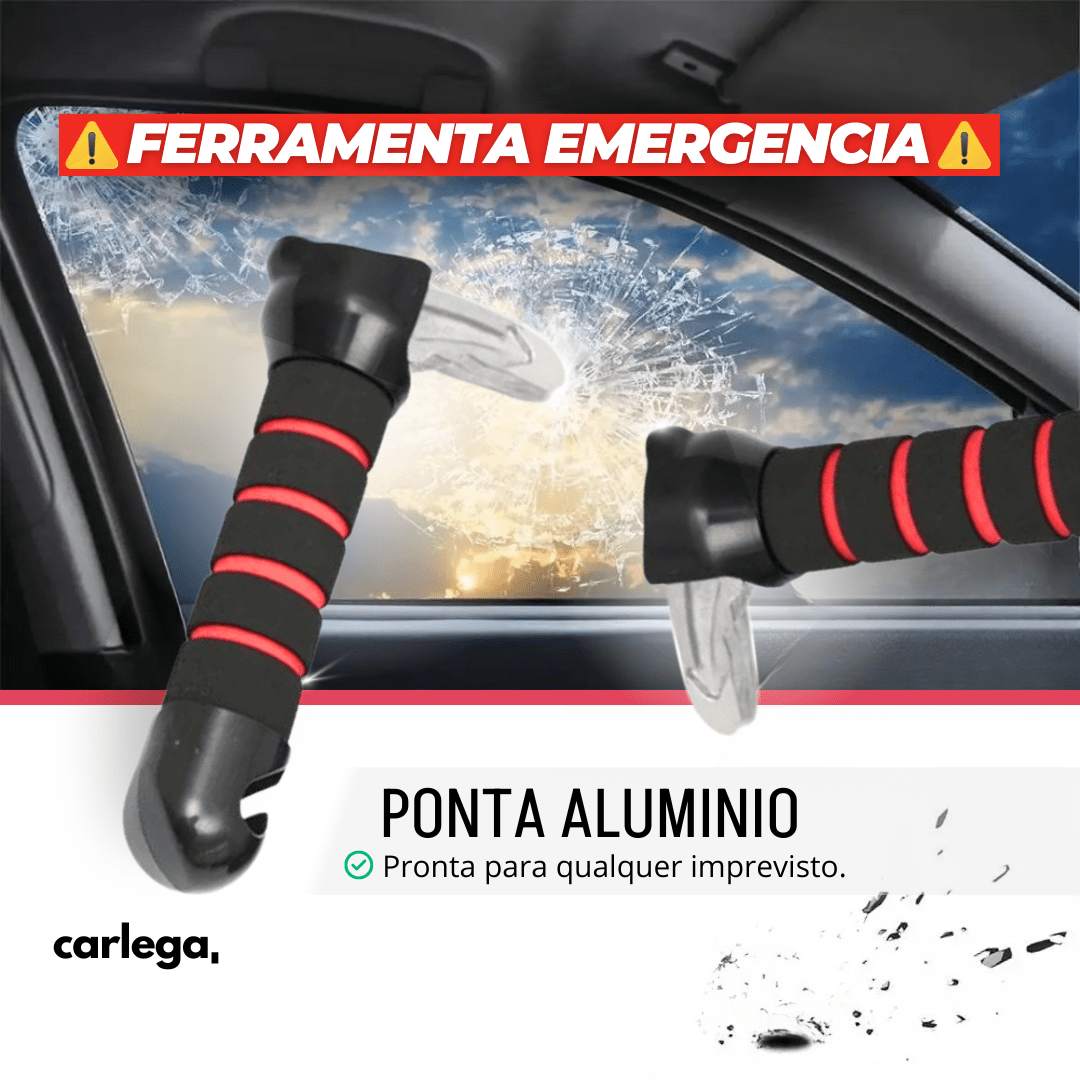 Alça de assistência Carlega a partir o vidro de um carro com a ponta de alumínio, em emergência