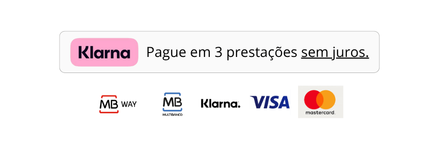 Formas de pagamento da Carlega: Klarna, MB Way, Multibanco, Visa e Mastercard, versão alternativa