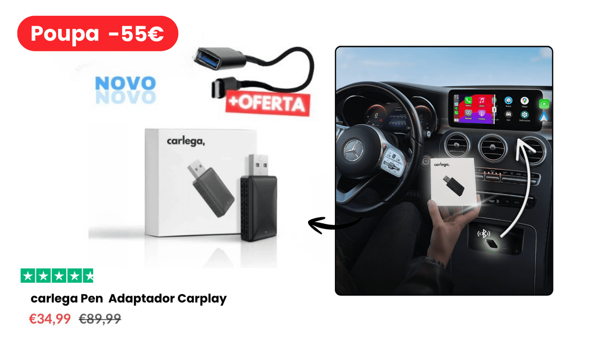 Cartão da Pen Carlega, adaptador CarPlay com desconto, versão alternativa