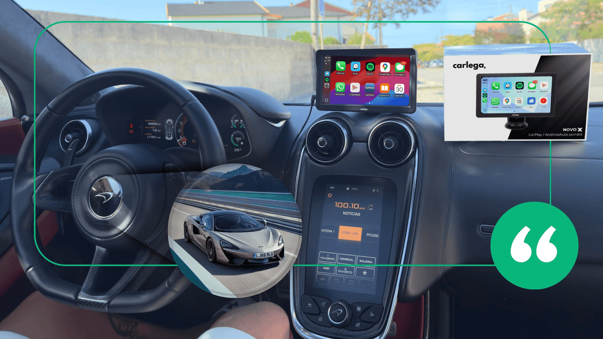 Interior do mesmo carro depois de instalar os ecrãs Carlega no tablier
