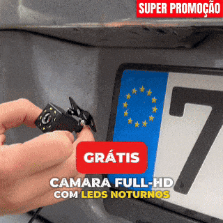Câmara de marcha-atrás Full-HD com LEDs noturnos, oferecida com o Carlega X, junto à matrícula