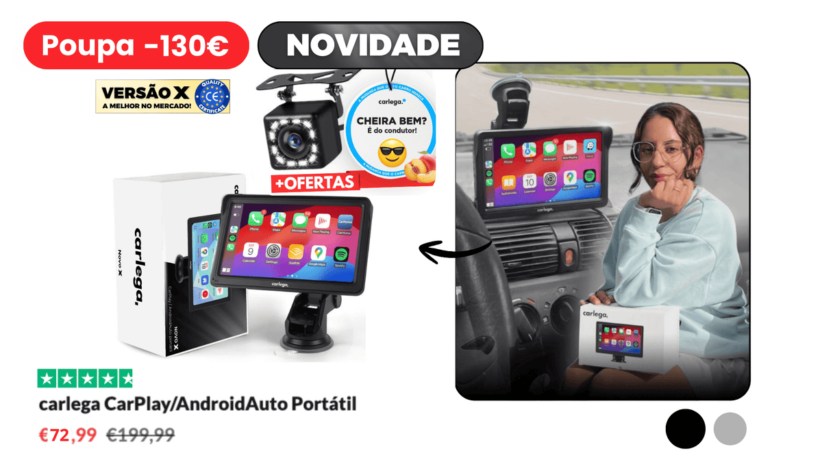 Cartão do Carlega X Versão X a 72,99 euros em vez de 199,99, com câmara e ambientador
