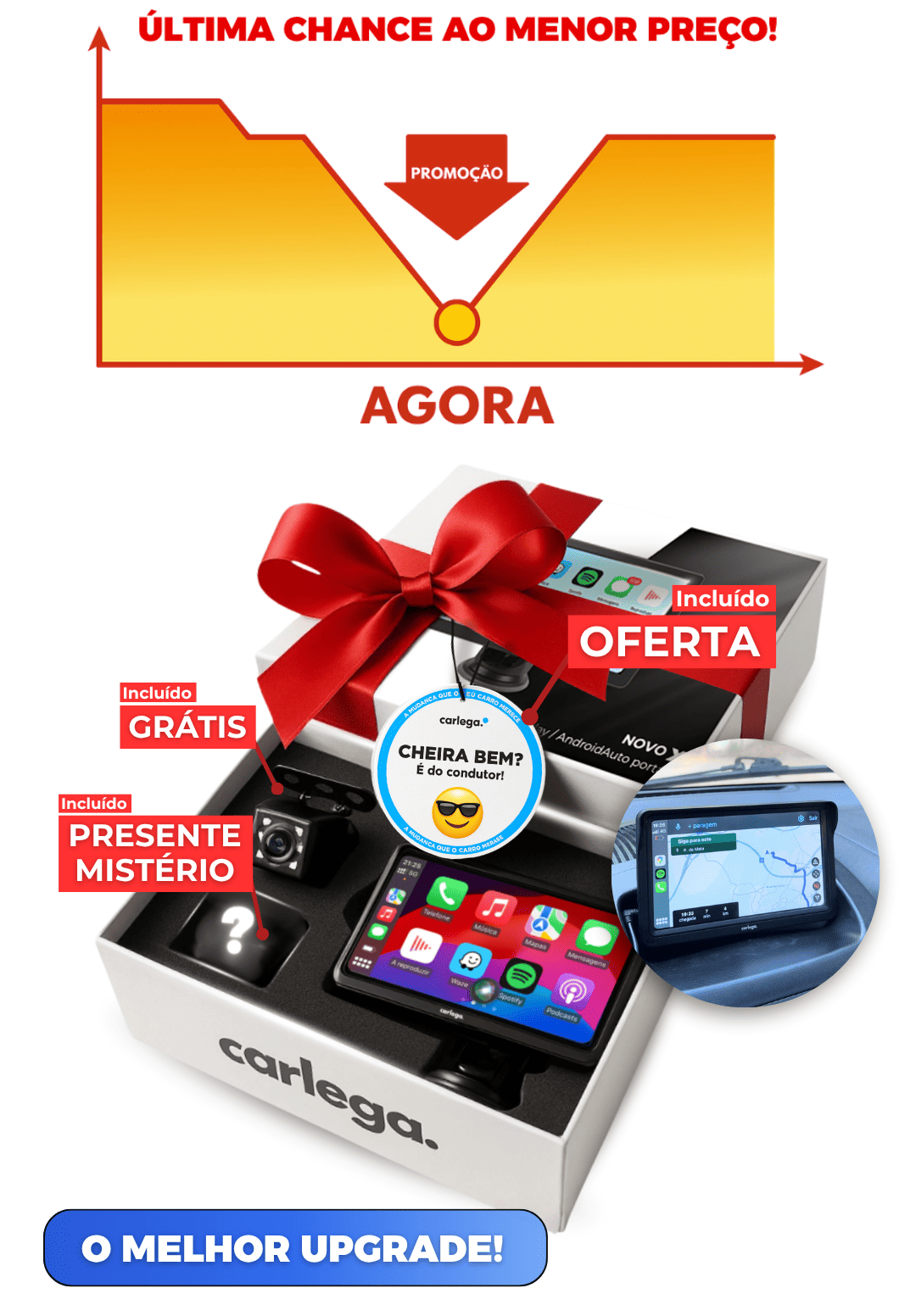 Gráfico de última chance ao menor preço com a caixa Carlega X e todos os brindes incluídos