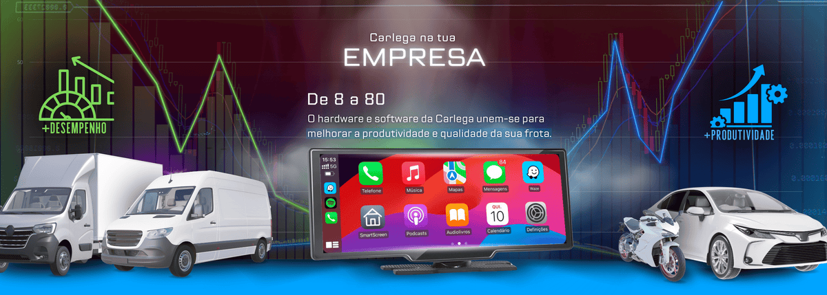 Banner Carlega na tua empresa com frota e ecrã, versão horizontal