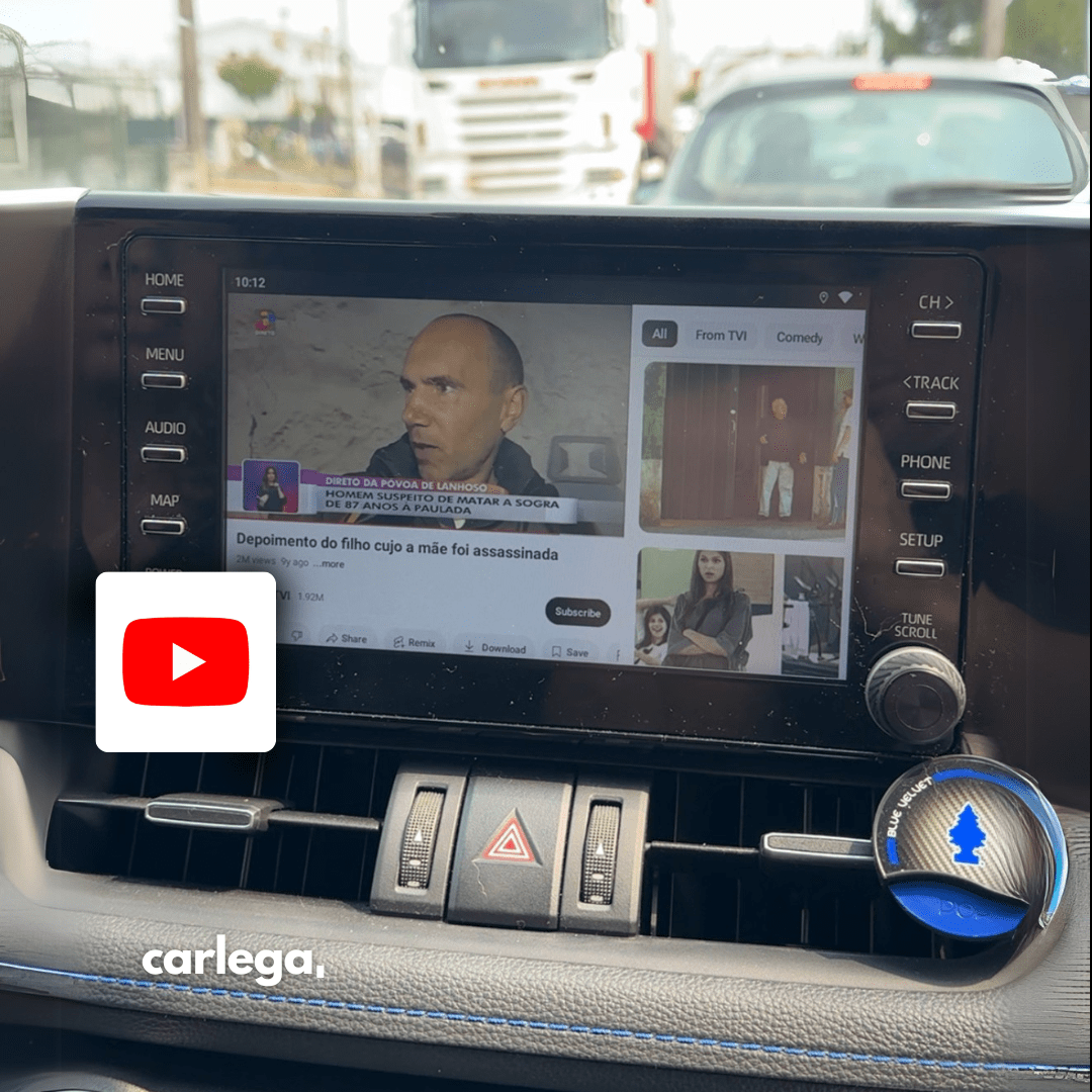 YouTube a passar no ecrã original do carro através da Smart Box Carlega